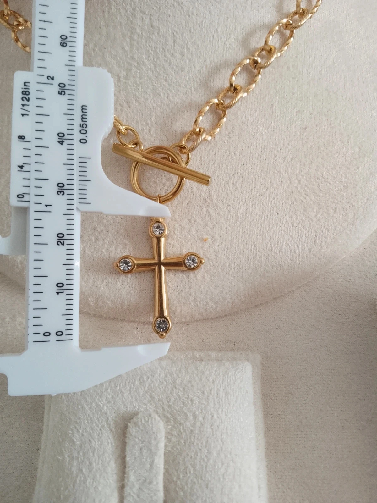 collier croix en acier inoxydable doré – photo 2